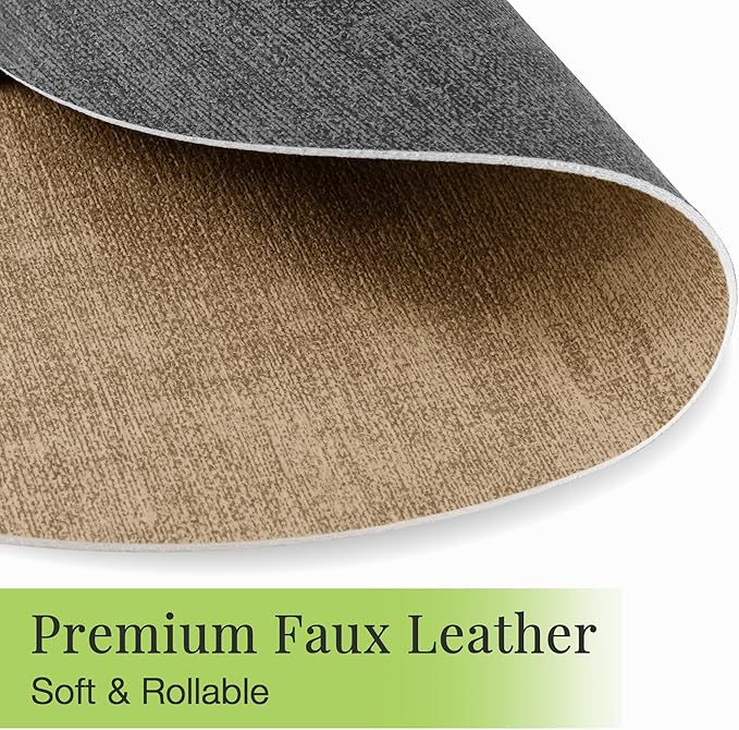 13-Inch Faux Leather Round Placemats Set of 12, Waterproof Anti-Slip Dual Sided Place mats, Heat Resistant Washable Table Mats with Coaster, Suitable for Indoor & Outdoor (12, Black Light Coffee)