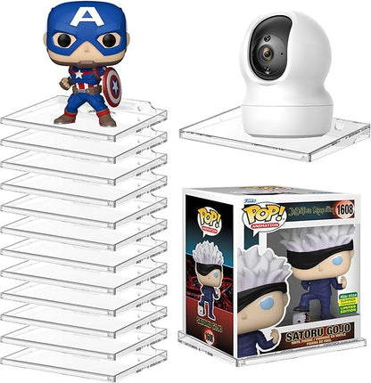 (12 Pack) Clear Floating Wall Shelf, Wall Floating Shelves for Funko Pop, Action Figures,Security Cameras, Baby Monitors, Speakers or any small accessories.Weight capacity is 3lb installed by screws.