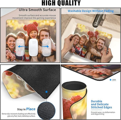 Custom Mouse Pad, Personalized Mouse Pad with Your Photo Text Logo, Customized Non-Slip Mousepad for Home Office and Computer Gaming Desk