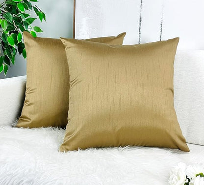 Aiking Home 24x24 Inches Faux Silk Square European Shams, Zipper Closure, Brass (Set of 2)