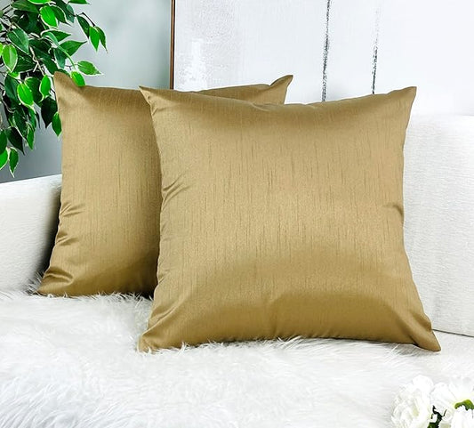 Aiking Home Collection 26x26 Inches Faux Silk Square European Shams, Zipper Closure, Brass (Set of 2)