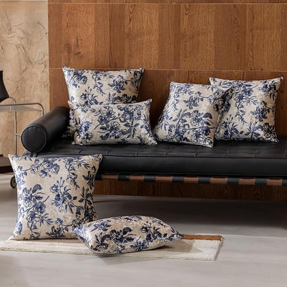 Velvet Vintage Floral Print Throw Pillow Covers Set of 2,Decorative Pillow Cases with Luxurious Texture,Cushion Covers for Home Decor Couch Sofa Bed Living Room Bedroom (White Wine, 12x20)