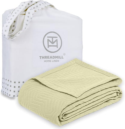 Threadmill Luxury Cotton Blankets for King Size Bed | All-Season Cozy 100% Cotton King Size Blanket | Aster Soft & Lightweight Coverlet fits California King Size Bed, 104x92 | Sage Green
