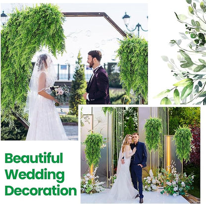Geosar 56 Pcs Artificial Hanging Plants 32 Inch Hanging Boston Ferns Plastic Fake Plants for Wall Room Garden Wedding Garland Indoor Outdoor Decoration, No Basket
