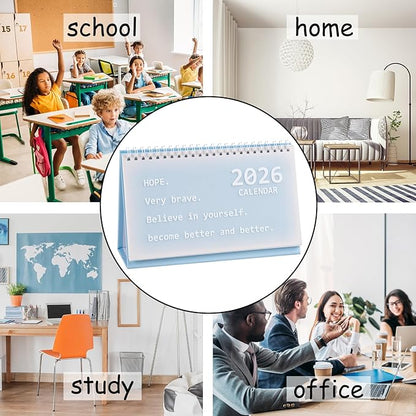 2026 Mini Desk Calendar Home Office School Calendar 8.3" x 5.2" - Blue (Oct. 2025 to Dec. 2026)