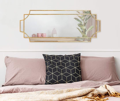 Kate and Laurel Minuette Glam Wall Mirror, 16 x 42, Gold, Elegant Traditional Home Decor with A Boho Charm