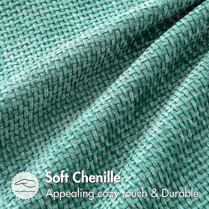 MIULEE Pack of 2 Couch Throw Pillow Covers 20x20 Inch Aqua Green Modern Boho Accent Decorative Pillow Covers Soft Chenille Farmhouse Cushion Covers for Home Decor Bed Sofa Living Room