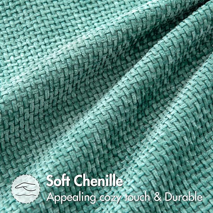 MIULEE Pack of 2 Couch Throw Pillow Covers 18x18 Inch Aqua Green Modern Boho Accent Decorative Pillow Covers Soft Chenille Farmhouse Cushion Covers for Home Decor Bed Sofa Living Room