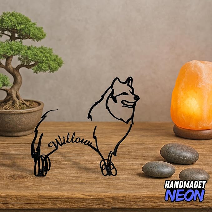 Personalized Samoyed Dog Minimalist Sculpture, Custom Pet Name Metal Desk Decor, Decorative Aesthetic Table Sign Gifts For Dogs Lovers, Kids Room, Home Office Decorations