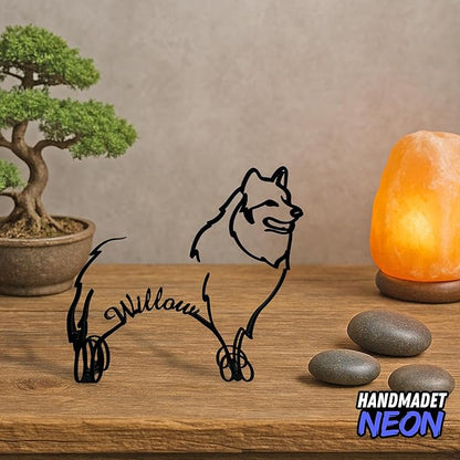 Personalized Samoyed Dog Minimalist Sculpture, Custom Pet Name Metal Desk Decor, Decorative Aesthetic Table Sign Gifts For Dogs Lovers, Kids Room, Home Office Decorations