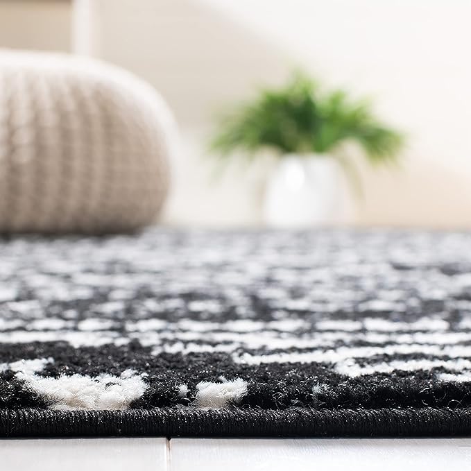 SAFAVIEH Tulum Collection Runner Rug - 2' x 13', Black & Ivory, Moroccan Boho Tribal Design, Non-Shedding & Easy to Clean, Ideal for Living Room, Hallway, Foyer, Bedroom (TUL272Z)