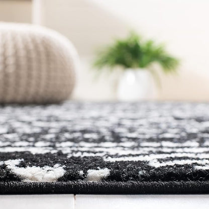 SAFAVIEH Tulum Collection Accent Rug - 2' x 5', Black & Ivory, Moroccan Boho Tribal Design, Non-Shedding & Easy to Clean, Ideal for Front Door, Kitchen, Entryway, Foyer (TUL272Z)
