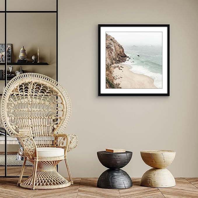 Americanflat 28x28 Picture Frame with Polished Plexiglass - Use as 24x24 Frame with Mat or Display 28x28 Photo Without Mat - Streamline Collection - Thin Border Square Frames for Wall Display - Black