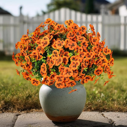 Artificial Flowers, 24 Bundles, Decorative Bouquets for Home, Wedding, Garden, Office Decor (Orange)