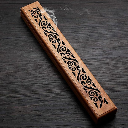 Incense Holder for Sticks, Bamboo Wood Incense-Stick Holder Ash Catcher, Incense Burner Holder for Meditation Yoga Spa Room Decor, 9.3 inch