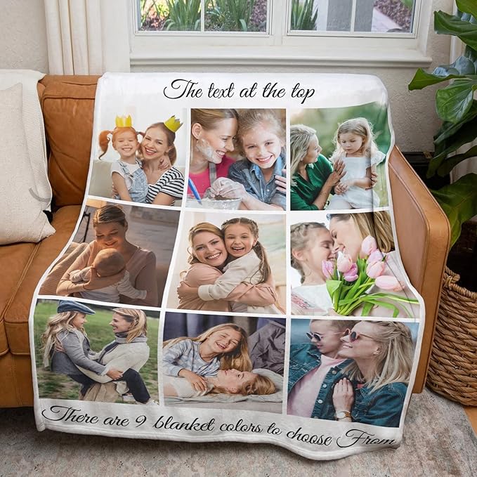 Personalized Gifts for Mom from Daughter Custom Blankets with Photos and Text Multiple Colors Sizes Soft Flannel Gifts for Women Birthday Gifts for Mom