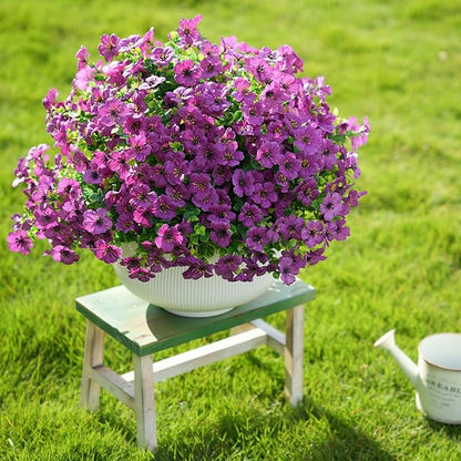 Artificial Flowers for Outdoor Indoor Realistic Faux Flower Spring Summer Garden Home Decoration, Hanging Daisy Flower with Eucalyptus Leaves Fake Plants Greenery Balcony Porch Patio Front Door Decor