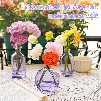 Glass Bud Vases Set of 12, Purple Small Glass Vase for Wedding Centerpieces, Clear Vase in Bulk | Purple Bud Flower Vases for Elegant Floral Displays, Table Decor, Event Styling
