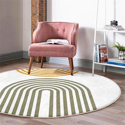 Round Indoor Area Rug, 3.3ft, Abstract Art Medieval Rug, Bohemian Non-Slip Soft and Comfortable Rug, Suitable for Living Room Bedroom Bedside Sofa Children's Room