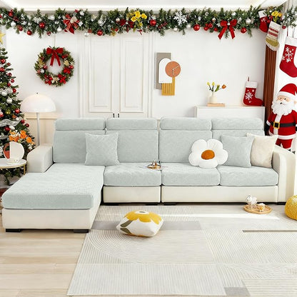 hyha Individual Couch Cushion Covers, Stretch Magic Sofa Seat Cushion Covers Washable, Dog Couch Sofa Slipcover for Pets, Kid with Elastic Bottom(Large, Light Grey)