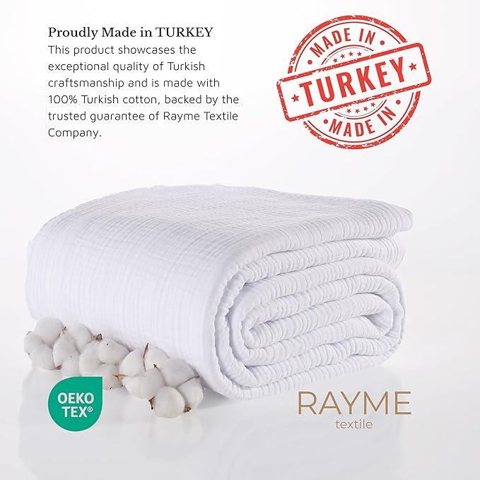 Muslin Blanket - Pure 100% Turkish Cotton Airy Soft Light Versatile Gauze Throw Blanket for Bed, Couch, Sofa (White, Twin XL Size (71" x 95" inch))