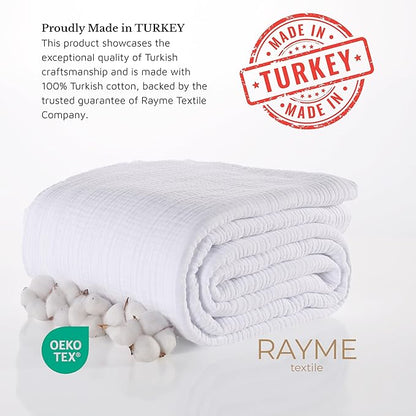 Muslin Blanket - Pure 100% Turkish Cotton Airy Soft Light Versatile Gauze Throw Blanket for Bed, Couch, Sofa (White, Twin XL Size (71" x 95" inch))