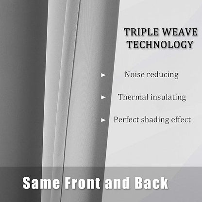 DUALIFE Blackout Curtains for Bedroom -Light Grey 63 Inch Length Grommet Thermal Insulated Window Treatment Room Darkening Window Drapes for Boys Kids Room 2 Panels Set, W42 x L63