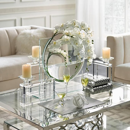 Z GALLERIE Clear Ellipse Vase for Centerpieces Home Decor, Cute Bookshelf Decor, Artistic and Cultural Glass Vases for Home Office (Not Including Flowers)