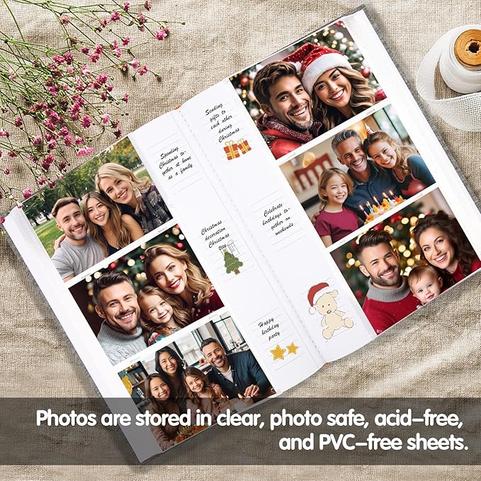 XFveiwoo Photo Album 4x6 450 Photos with Writing Space,4 x 6 Photo Book Linen Cover with Front Window, 4x6 Picture Album 450 Photos Photo Album Book for Wedding Kids Travel Family Baby Pictures, Grey