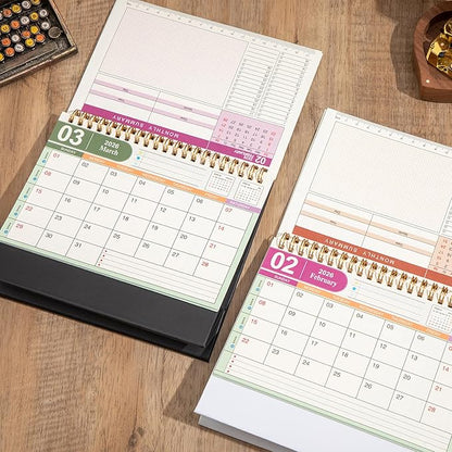 Small Desk Calendar 2025-2026, Use Now to Dec 2026, Standing Flip Desktop Calendar with To-do List & Notes, Academic Year Desk Calendar with Stickers, Monthly Calendar for Home Office (Khaki)