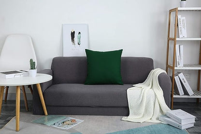 TangDepot Handmade Decorative Solid 100% Cotton Canvas Throw Pillow Covers/Cushion Covers, 45 Colors Available - (20" x20" , Deep Green, 2 Count (Pack of 1))