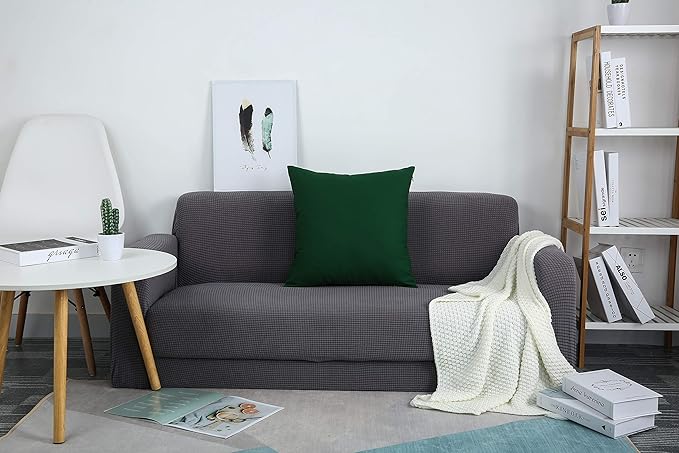 TangDepot Handmade Decorative Solid 100% Cotton Canvas Throw Pillow Covers/Cushion Covers, 45 Colors Available - (18" x18" , Deep Green, 2 Count (Pack of 1))