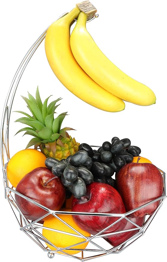 ROSYLINE Fruit basket banana hanger, removable banana hanger, home decoration (chrome)