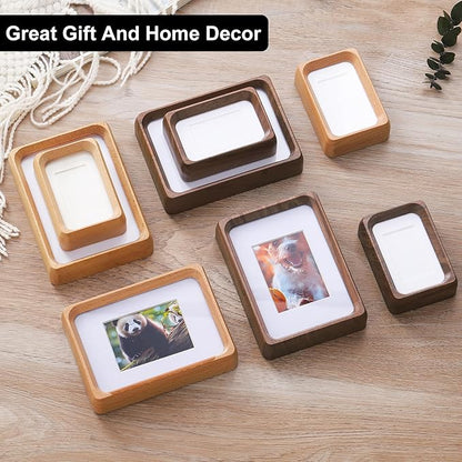 Walnut 5x3.5 inch Natural Wood Picture Frame, Tabletop Wooden Small Photo Frame with Mat, Display Pictures 2x2.76 or 3.5x5 Without Mat for Desktop Display, Mini Photo Picture Frame