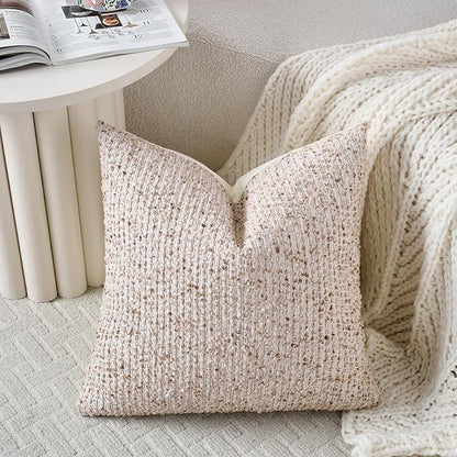20x20 Beige Throw Pillow Cover Textured Boucle Striped Chic Morden Boho Accent Farmhouse Square Decorative Couch Pillow Cover for Home Decor Bed Sofa Living Room