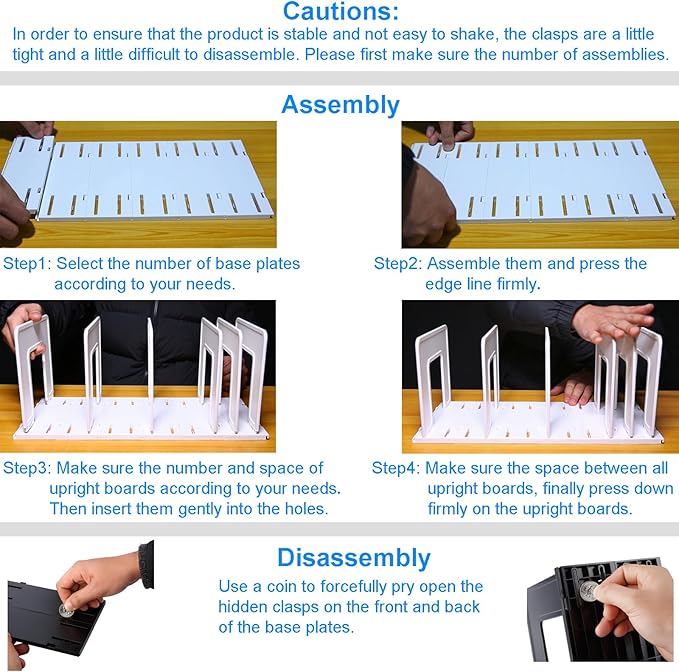 Translucent Frosted Adjustable Vertical File Sorter Sturdy Plastic Expandable Upright File Holder, Desktop Binder Organizer, School Office File Book Organization, Assemble Easily Endlessly