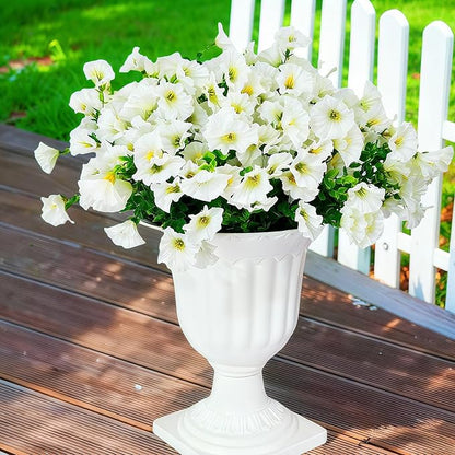 Artificial Silk Flowers for Outdoor Decoration,12 Bundles Faux Flowers Colorful Morning Glory with Eucalyptus Fake Plants Greenery UV Resistant for Outside Front Door Planter Porch Patio Yard