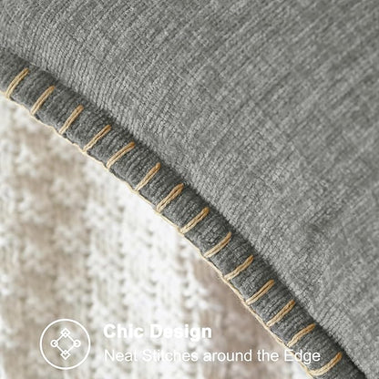 CaliTime Throw Pillow Covers Decorative 24 X 24 Inches Pack of 2 Cotton Thread Stitching Edges Solid Dyed Soft Chenille Cushion Cases for Couch Sofa Bed Living Room Farmhouse Medium Grey