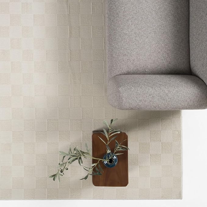 Revival Rugs Willow 5'3"x8' Washable Area Rug for Living Room Bedroom - 100% Recycled Oeko-TEX Certified, Medium Pile, Beige, Cream