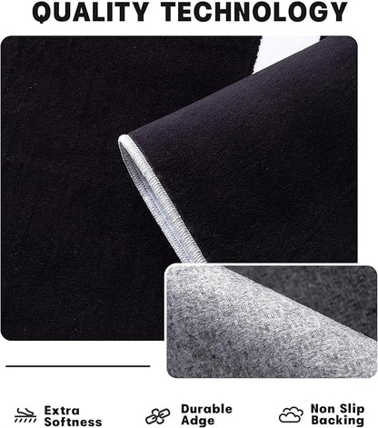 YIHOUSE Modern Washable Area Rug for Living Room Bedroom - Large Abstract Black and White Rug Non-Slip Ultra-Thin Home Decor (Dark Abstract, 5'x7'ft)