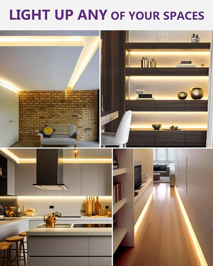 HitLights 24V LED Strip Lights Warm White 3000K, 26.2ft Cuttable Tape Backed 3oz PCB, UL Listed, 1325 Lumen/m, CRI>95, IP20, Lighting for Bedroom, Kitchen, Under Cabinets (Power Source Not Included)