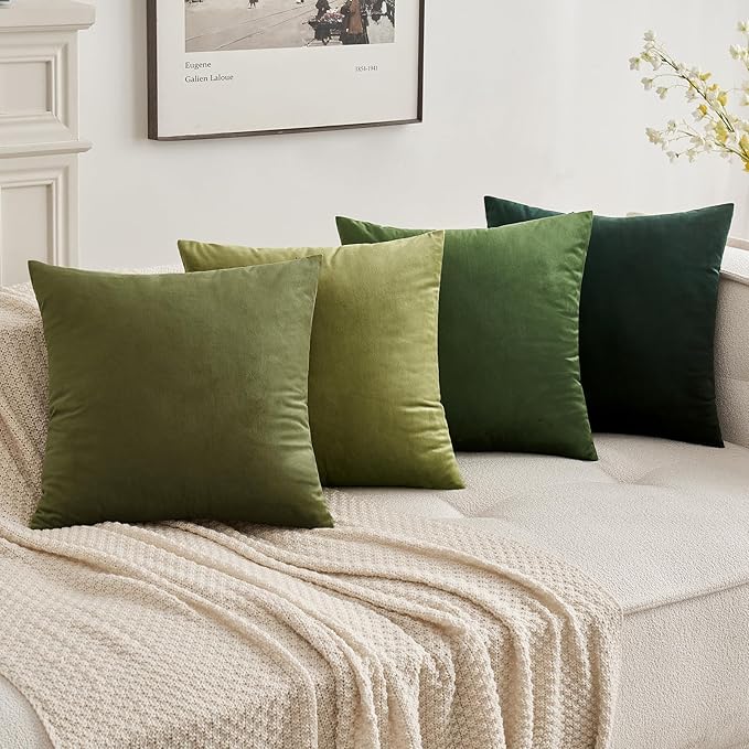 MIULEE Velvet Throw Pillow Covers 12x20 Inch, Pack of 2 - Olive Green, Soft Solid Lumbar Decorative Pillow Covers Modern Luxury Home Decor for Chair Couch Sofa Bedroom Livingroom