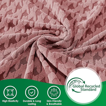 MAXIJIN Couch Cushion Covers for Sectional Sofa, Stretch Sofa Cushion Cover Washable Furniture Protector with Elastic Bottom & Non-Slip Strap for Pets Kids (3PC Seat Cover, Pink)
