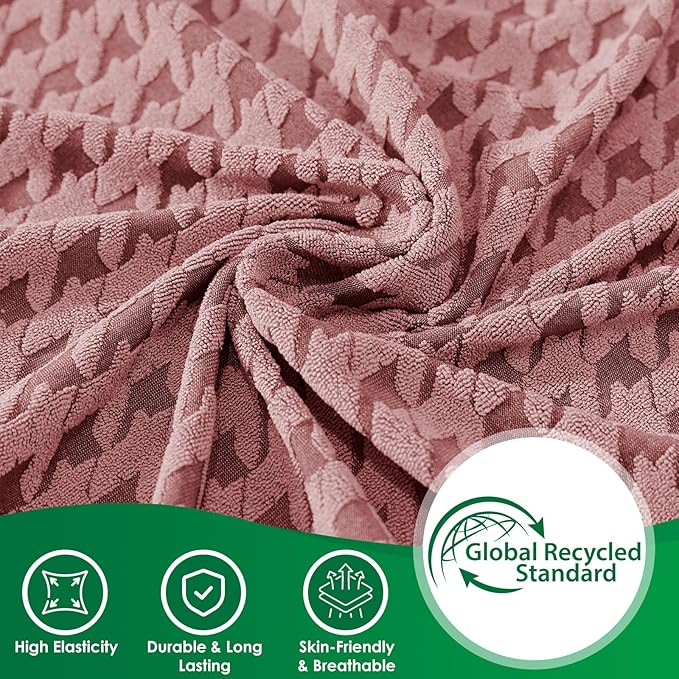 MAXIJIN Couch Cushion Covers for Sectional Sofa, Stretch Sofa Cushion Cover Washable Furniture Protector with Elastic Bottom & Non-Slip Strap for Pets Kids (1PC Chaise Cover, Pink)