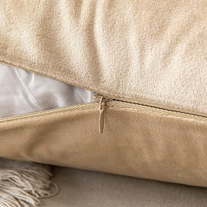 MIULEE Velvet Throw Pillow Covers 12x20 Inch, Pack of 2 - Beige, Soft Solid Lumbar Decorative Pillow Covers Modern Luxury Home Decor for Spring Couch Sofa Bedroom Livingroom