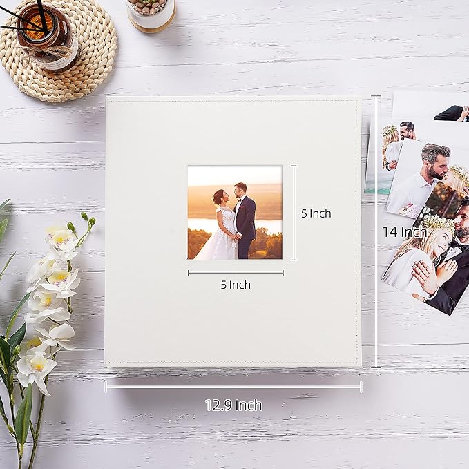 potricher Photo Album 4x6 1000 Photos Leather Cover Large Capacity Picture Albums with 1000 Horizontal and Vertical Pockets for Family Wedding Anniversary and Baby (White)