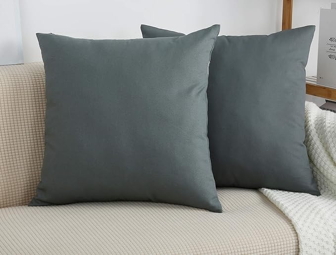 TangDepot Handmade Decorative Solid 100% Cotton Canvas Throw Pillow Covers/Pillow Shams, (20" x20" , Steel Grey, 1 Count (Pack of 1))