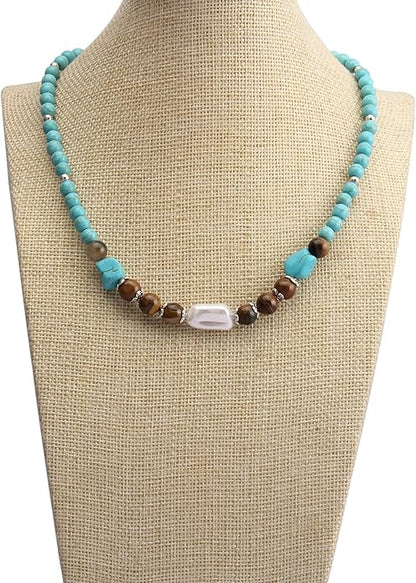 Leather Necklace for Women Boho Choker Necklace Long Cord Leather Pendant Bohemian Neckalce Vintage Alloy Pendant Leather Rope Necklace Wooden Necklaces for Women