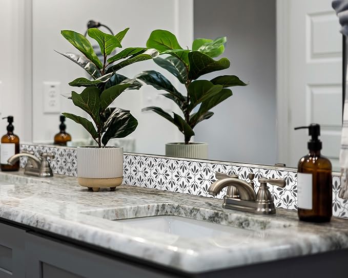 FLFK Wallpaper Border Black and White Patterns Peel and Stick Wall Border Self Adhesive Wallpapers for Living Room Bedroom Kitchen Bathroom 4"x240"