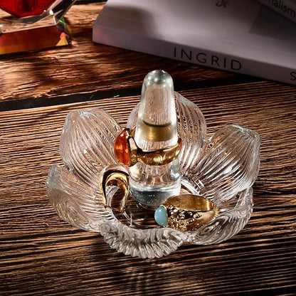 Crystal Ring Holder Decorative Jewelry Tray Valentine Engagement Wedding Birthday Gifts for Women (Flower)